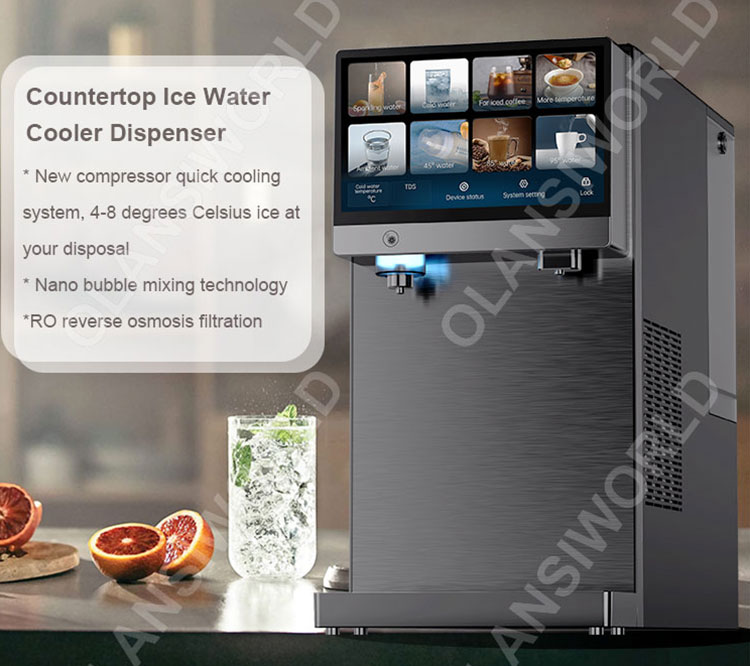 Desktop sparkling water dispenser unit with touch interface