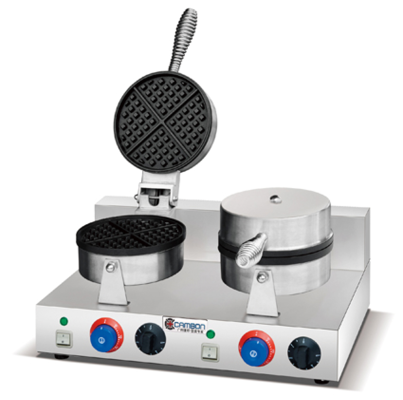 Commercial Waffle Maker with Cast Iron Grids
