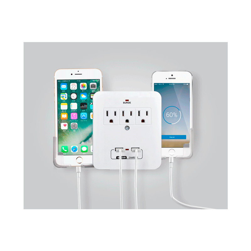 Wall Tap with USB Charging Ports and Surge Protection