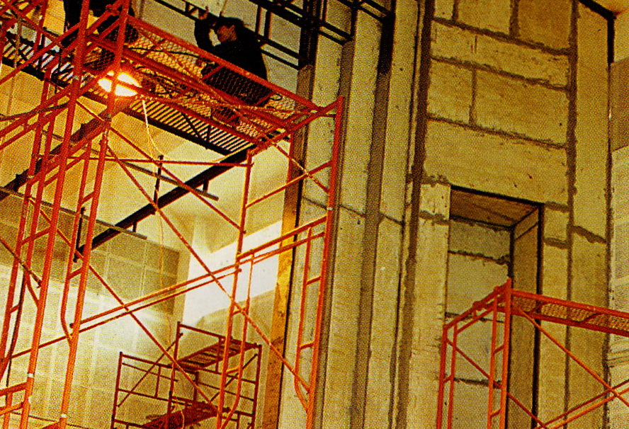 Construction Scaffolding for Stone Wall Work