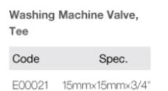 Washing Machine Tee Valve 15mm x 15mm x 3/4