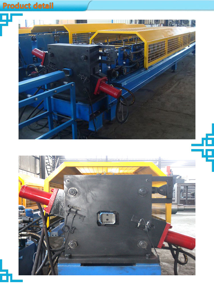 Close-up of the steel frame and hydraulic forming components.