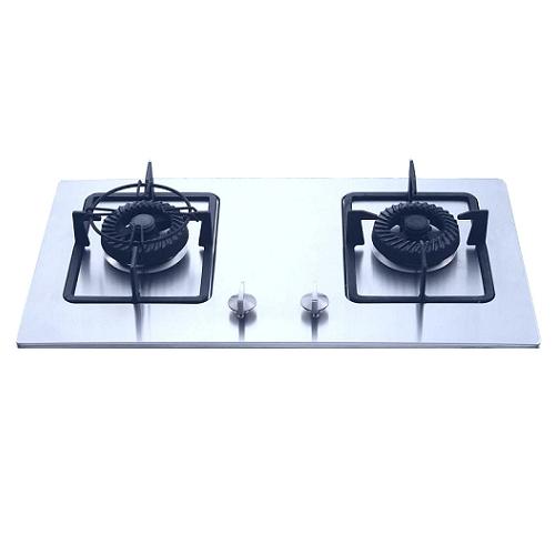 Compact Two-Burner Gas Cooktop with Stainless Steel Surface