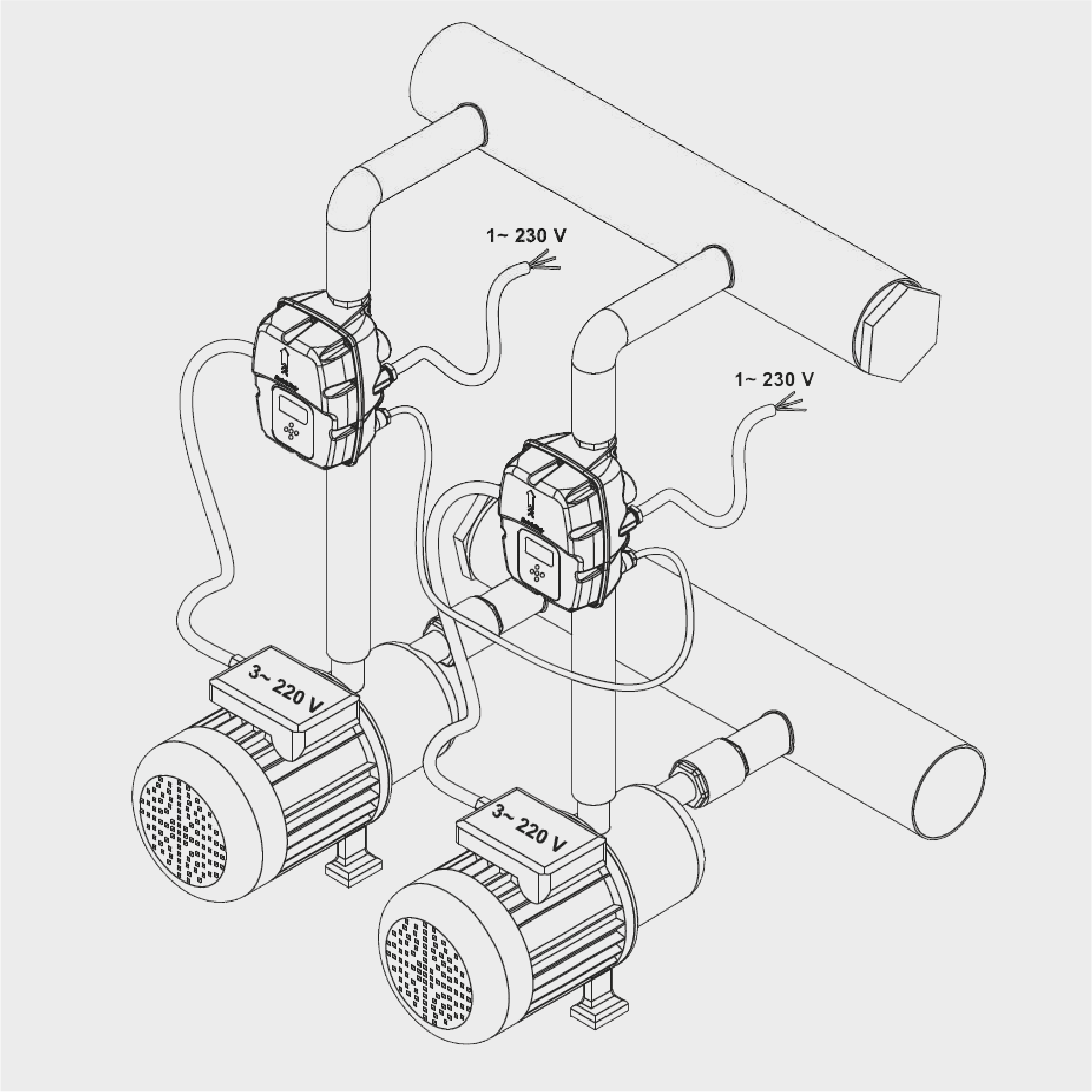 Dual water inverter installation system for pressure regulation