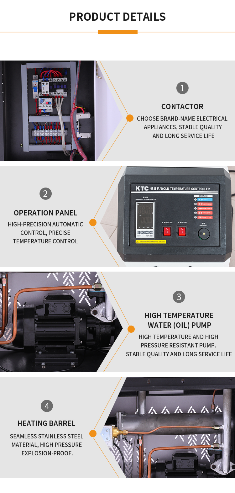 Internal component details including pump and heating barrel