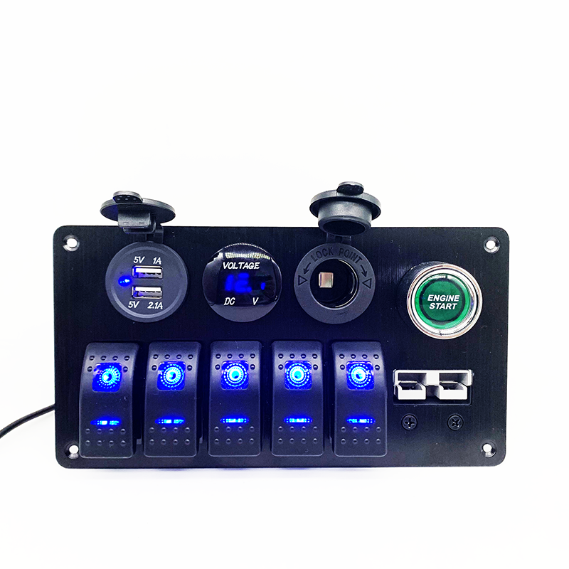 Waterproof 12V 24V Marine 5 Gang ON-Off Toggle Rocker Switch Panel With Circuit Breaker - Image 3
