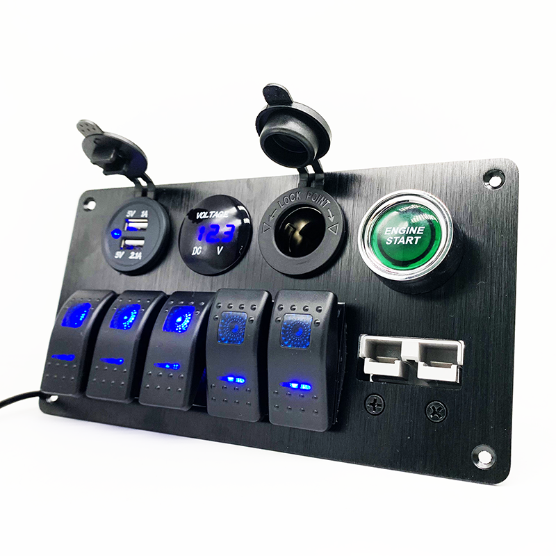 Waterproof 12V 24V Marine 5 Gang ON-Off Toggle Rocker Switch Panel With Circuit Breaker - Image 2