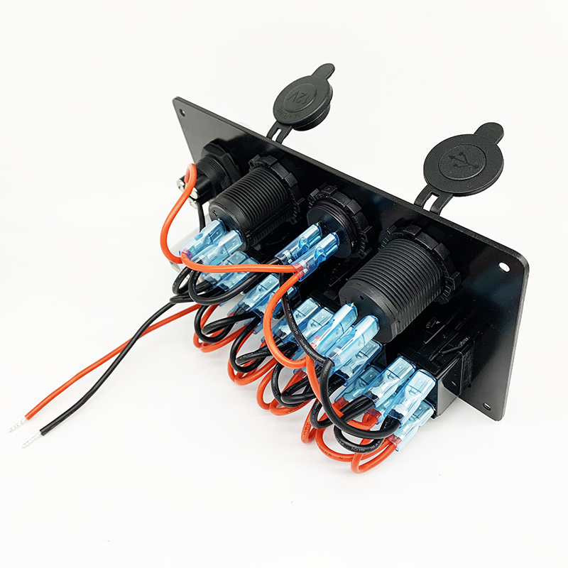 Side profile showing waterproof covers for USB and power socket