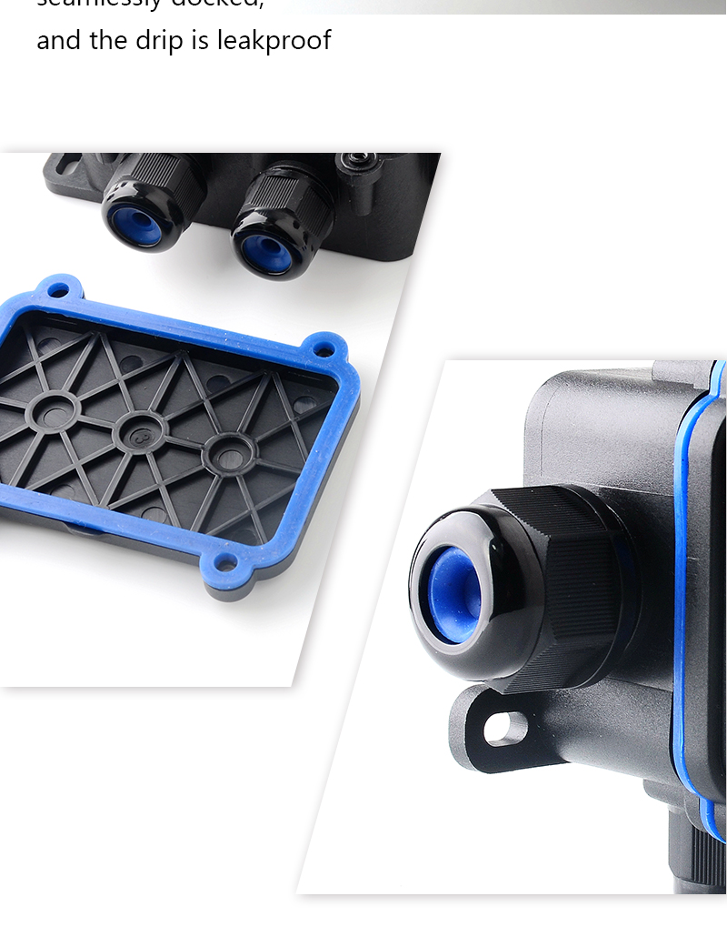 Close up of the waterproof connector showcasing the airtight seal