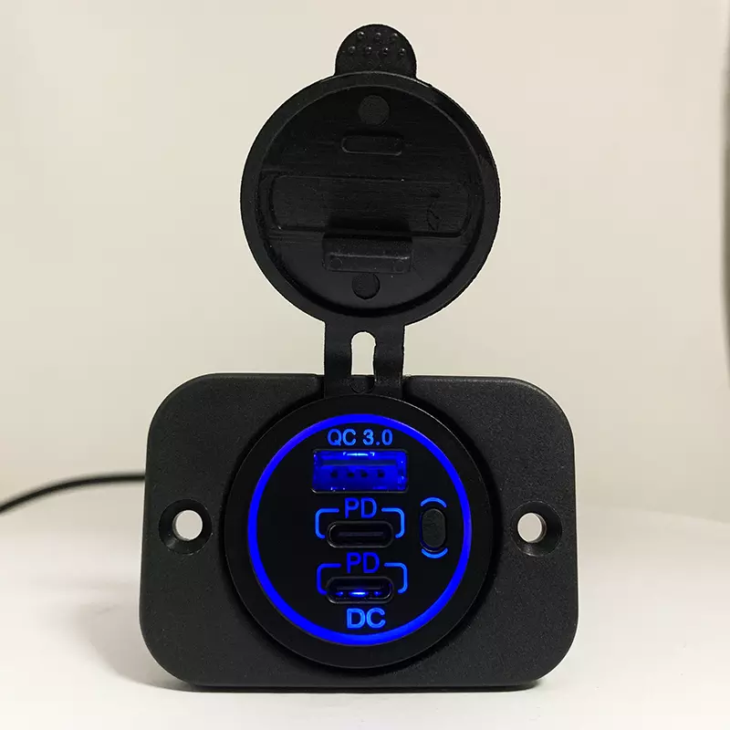 Side profile of charging socket with protective cover