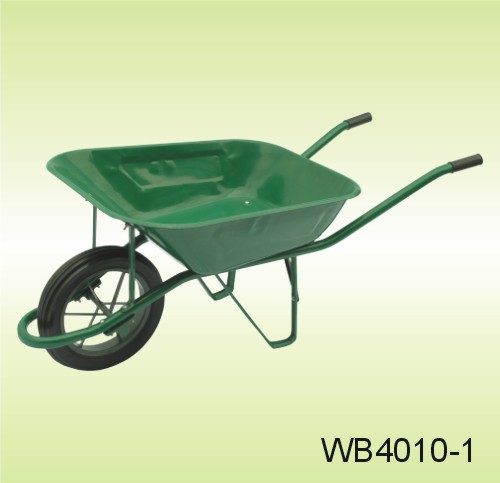 Green Metal Wheelbarrow with Pneumatic Tire