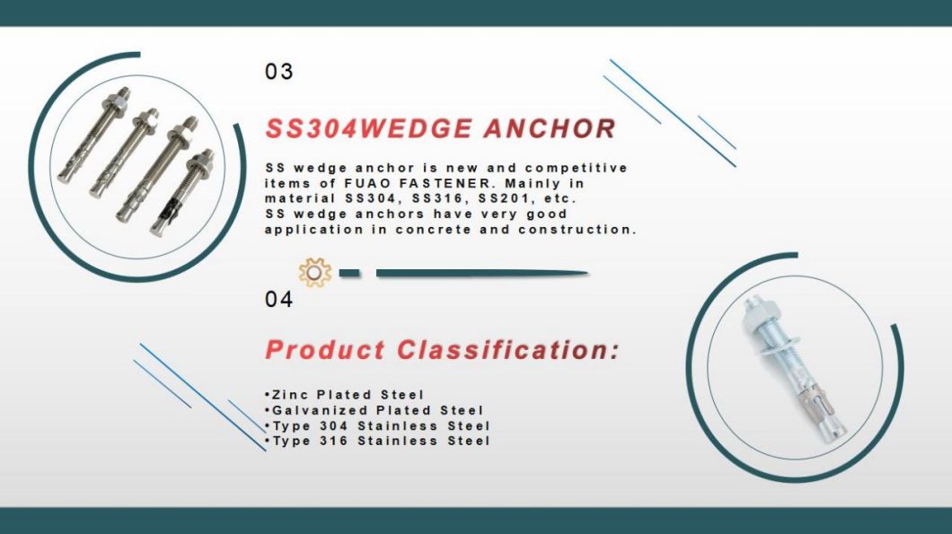 Stainless steel wedge anchor material options
