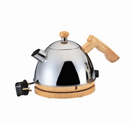 Cordless Stainless Steel Electric Kettle with Wooden Accents