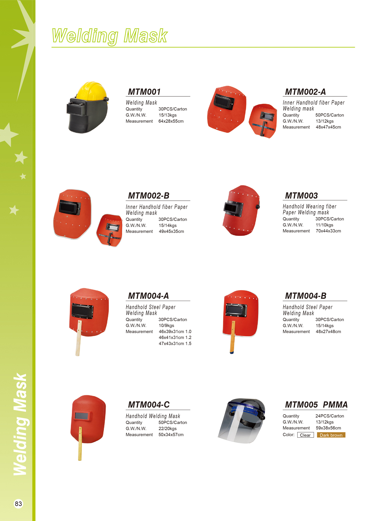 Range of traditional handheld fiber paper welding masks