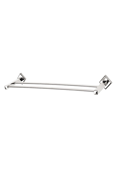 Chrome Finish Double Towel Bar with Square Brackets