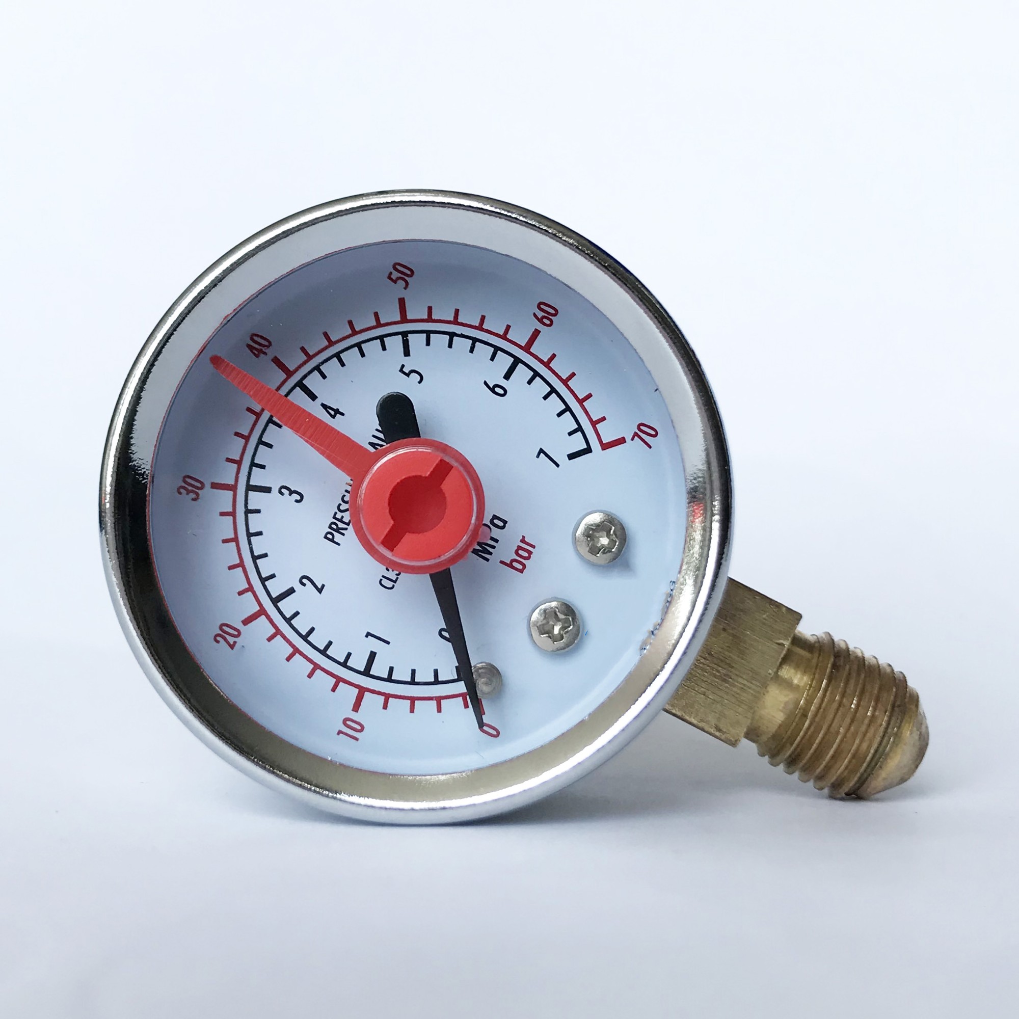 Wesen 40mm pressure gauge chrome plated case 7MPa with red pointer - Image 3