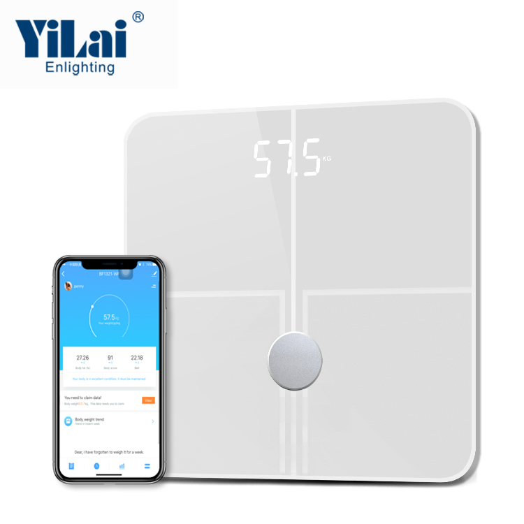 White ito glass TUYA WIFI SCALE LED display 180KG capacity ITO glass smart body fat scale - Image 3
