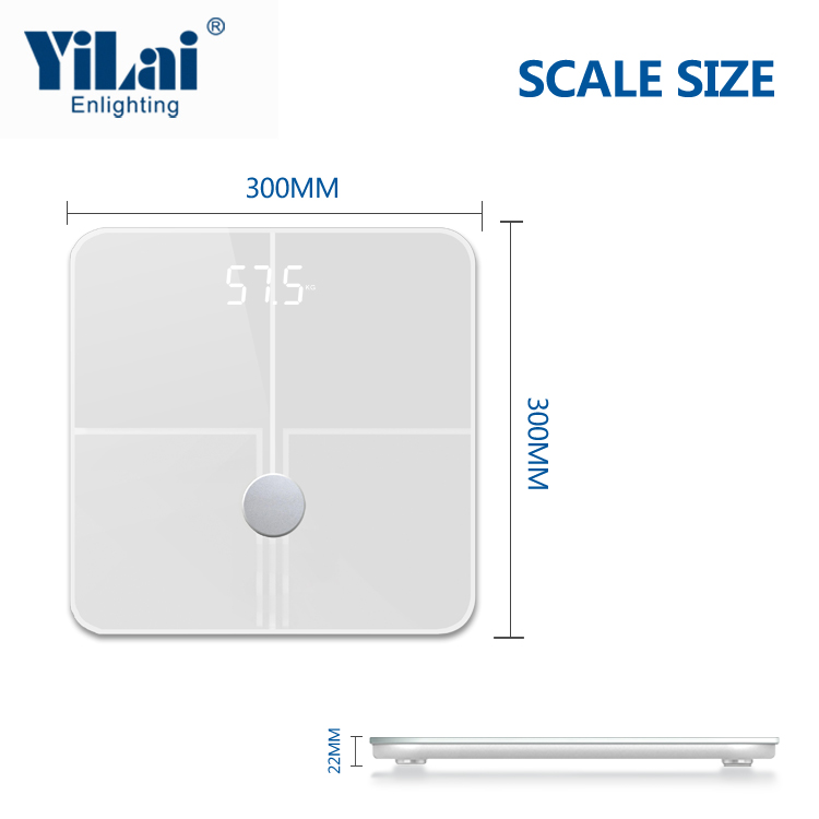 White ito glass TUYA WIFI SCALE LED display 180KG capacity ITO glass smart body fat scale - Image 2