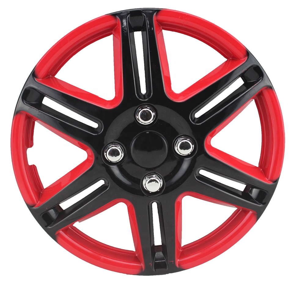 Black and red wheel cover close-up
