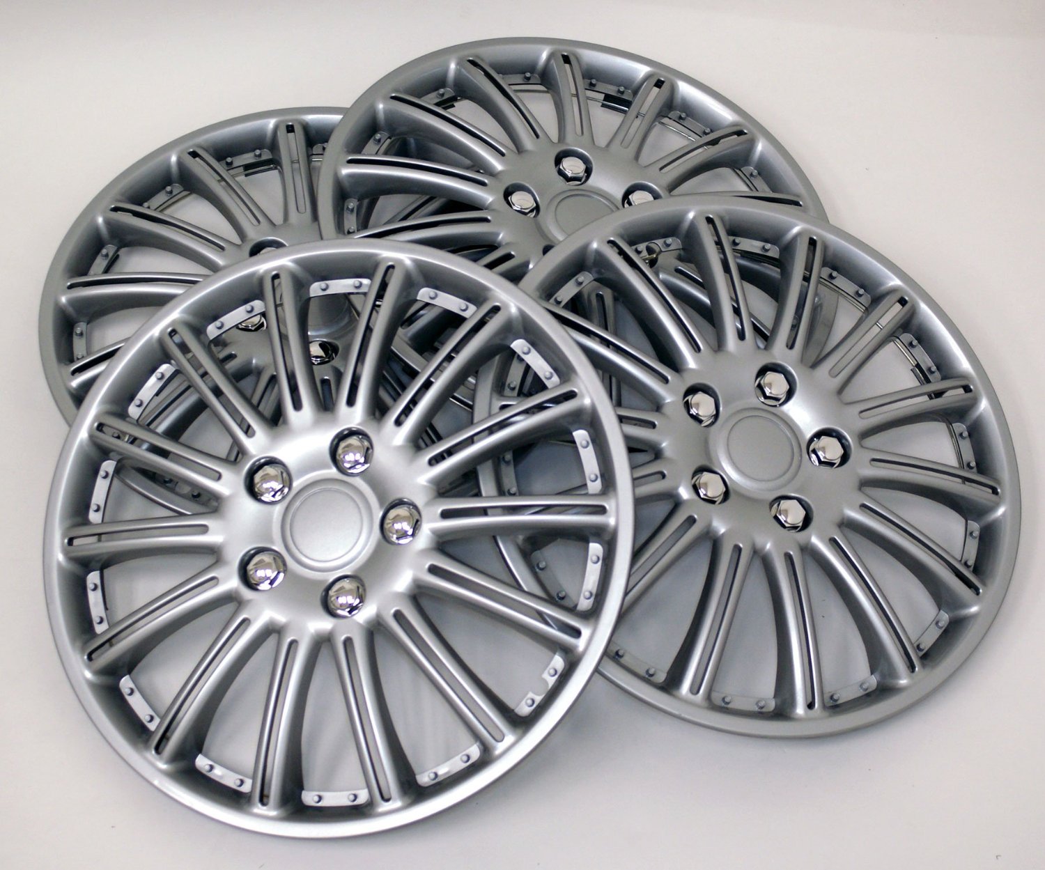 Wholesale 13"14"15" PP ABS Silver Auto Wheel Center Covers Universal Car Hubcaps - Image 3