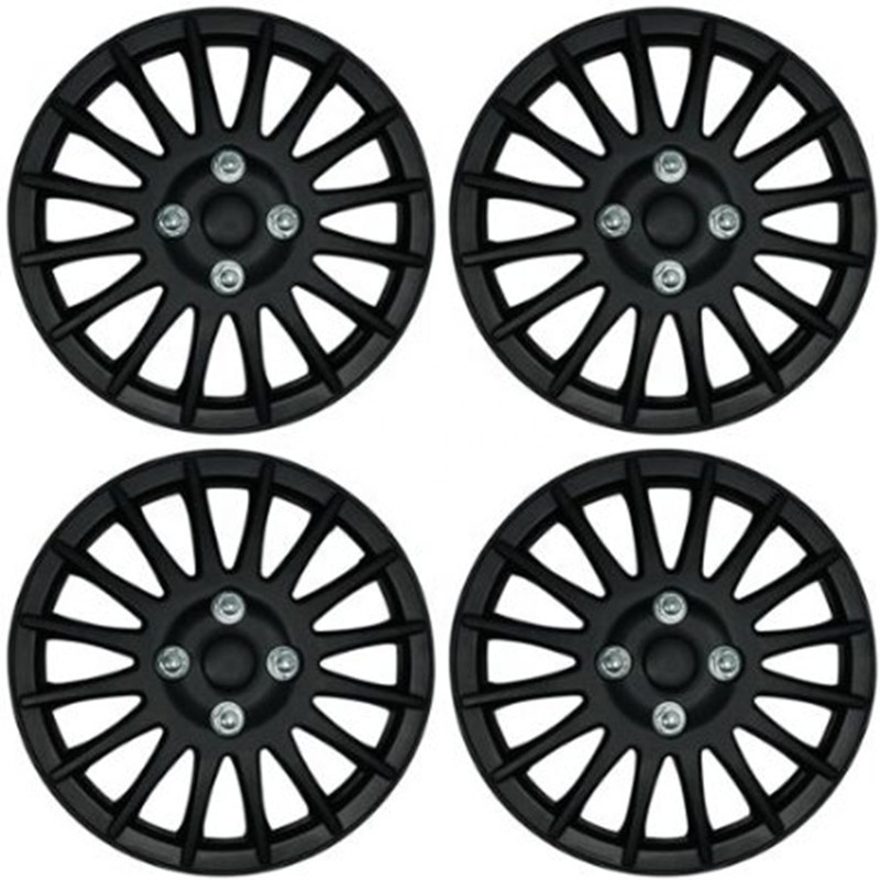 Set of universal car hubcaps on wheels