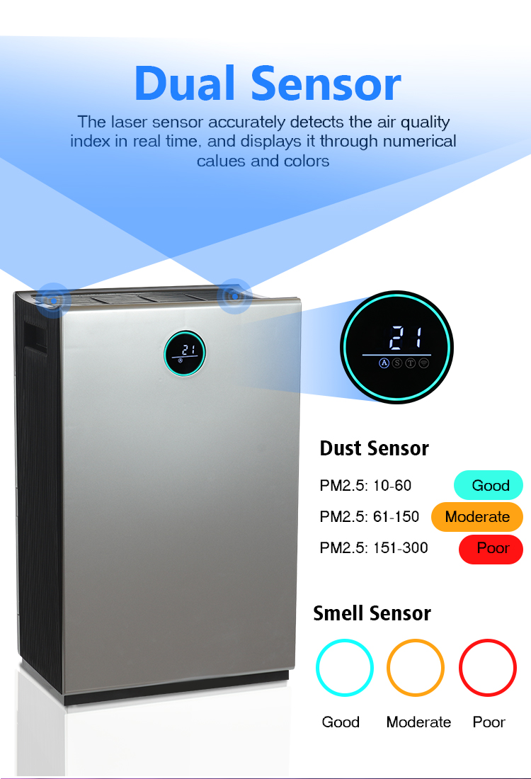 Diagram showing dual sensor laser air quality detection