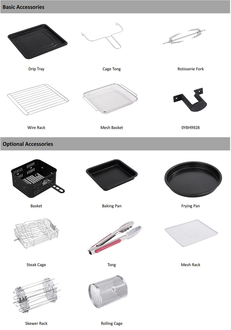 Array of cooking accessories for the air fryer
