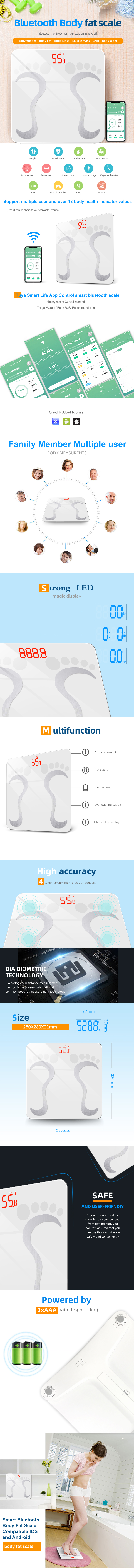 Smart Bluetooth scale interface and health app features