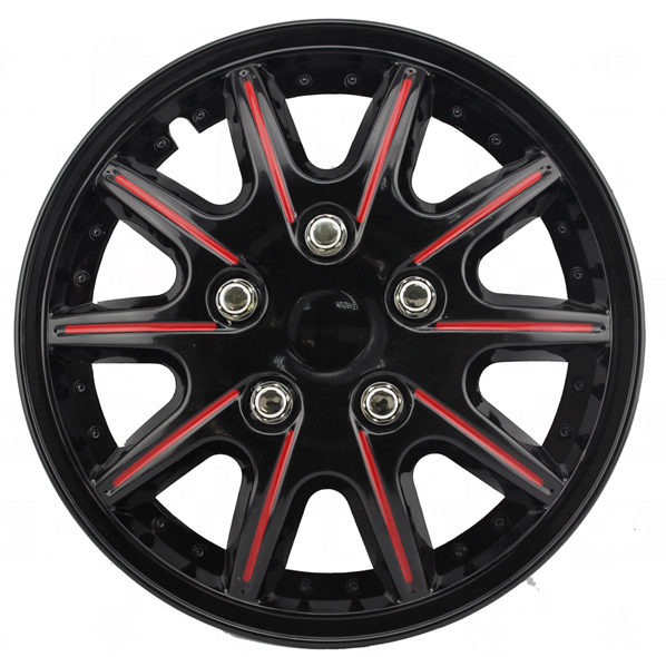 Bi-color black and red car wheel hubcap