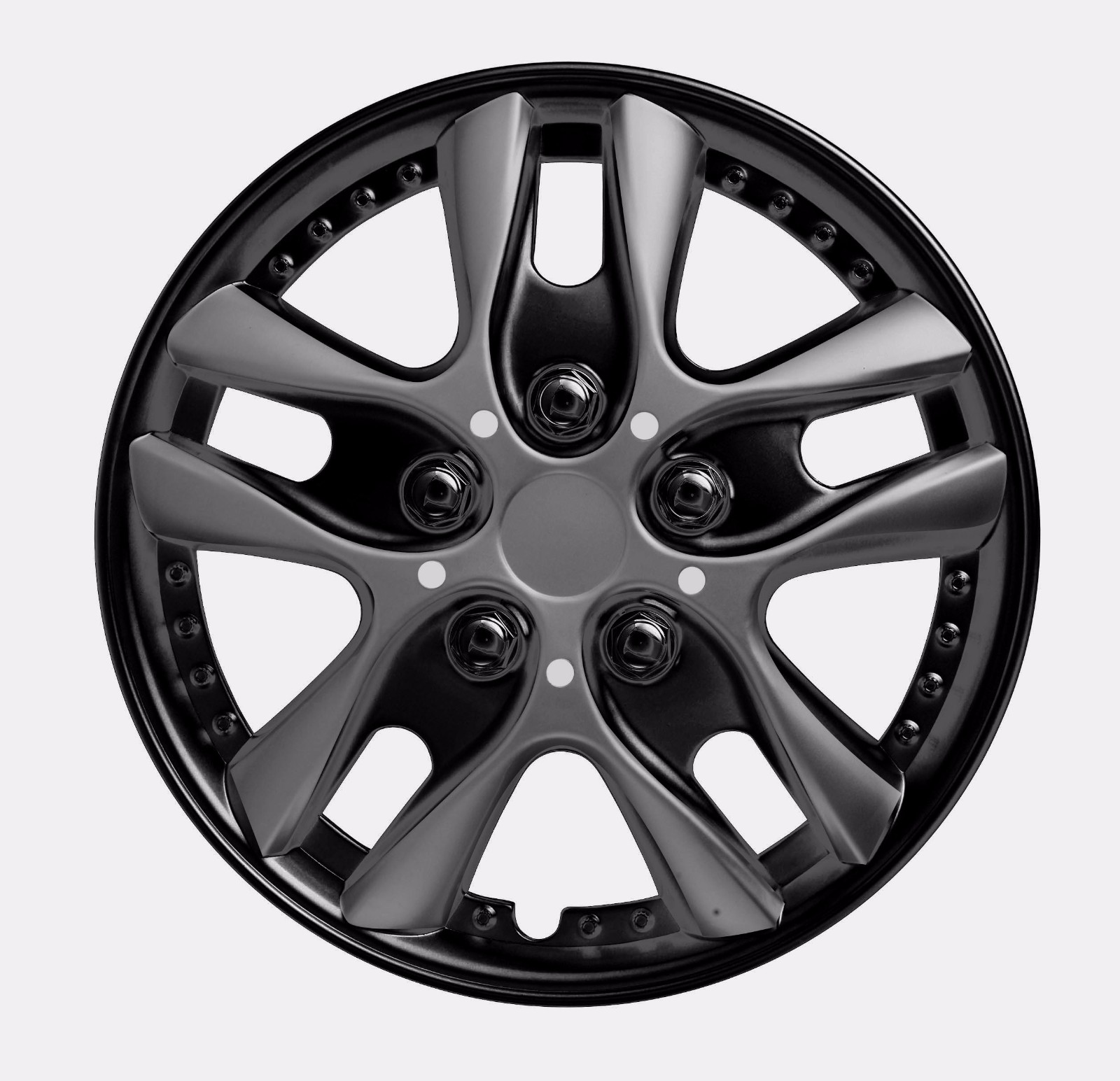 Wholesale PP ABS Plastic  Bicolor Auto Center Wheel Hubcaps,12"13"14"15"16"  universal Bla - Image 3