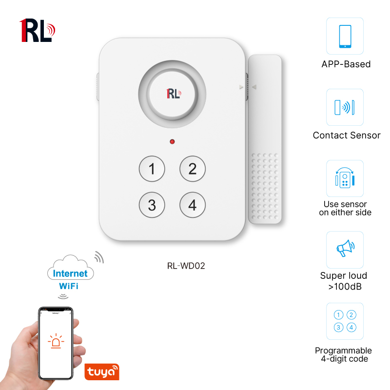 Wi-Fi Door and Window Contact Sensor with Alarm