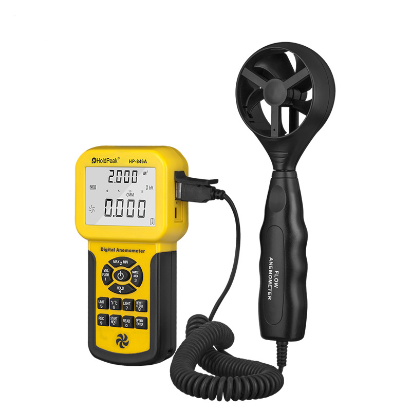 Wind Speed Sensor HoldPeak HP-846A Digital Anemometer Air Volume Measure Instrument Data R - Image 3