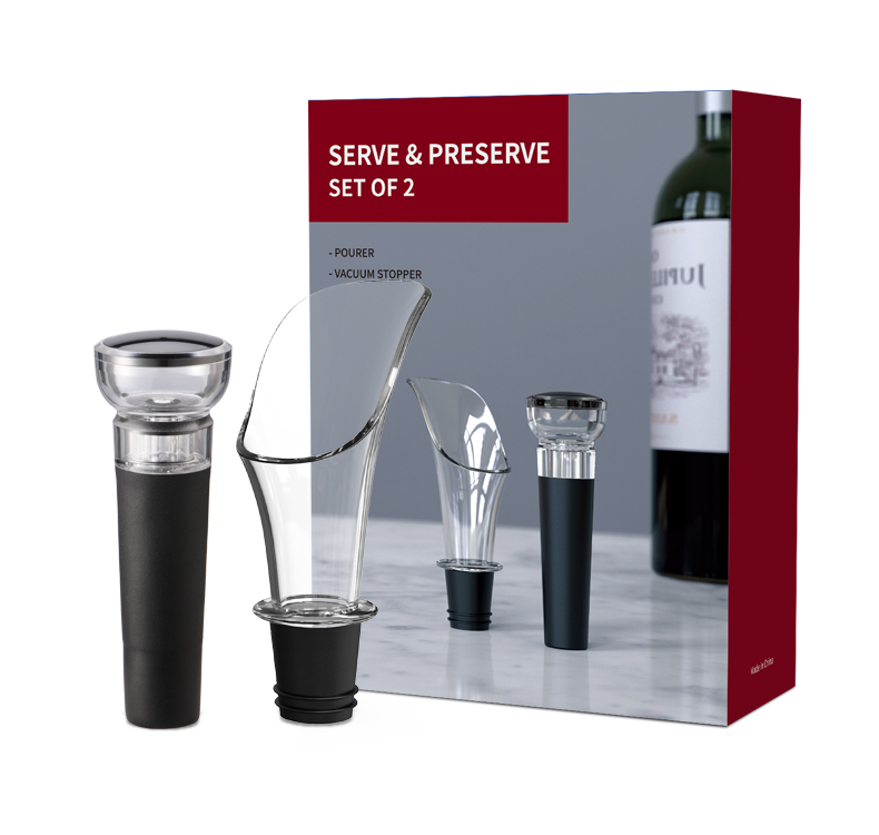 Wine Pourer and Vacuum Stopper Set