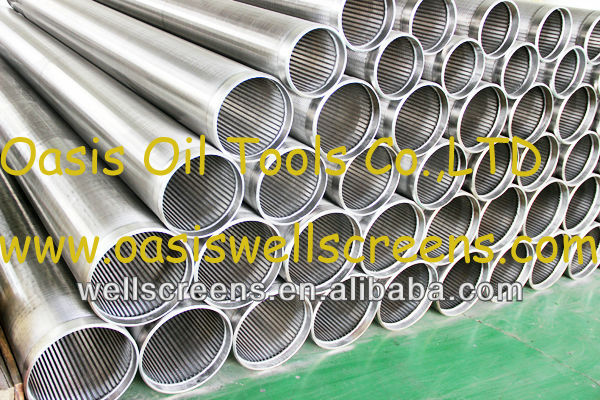 Close up view of all-welded wire-wrapped rod-based water well screen
