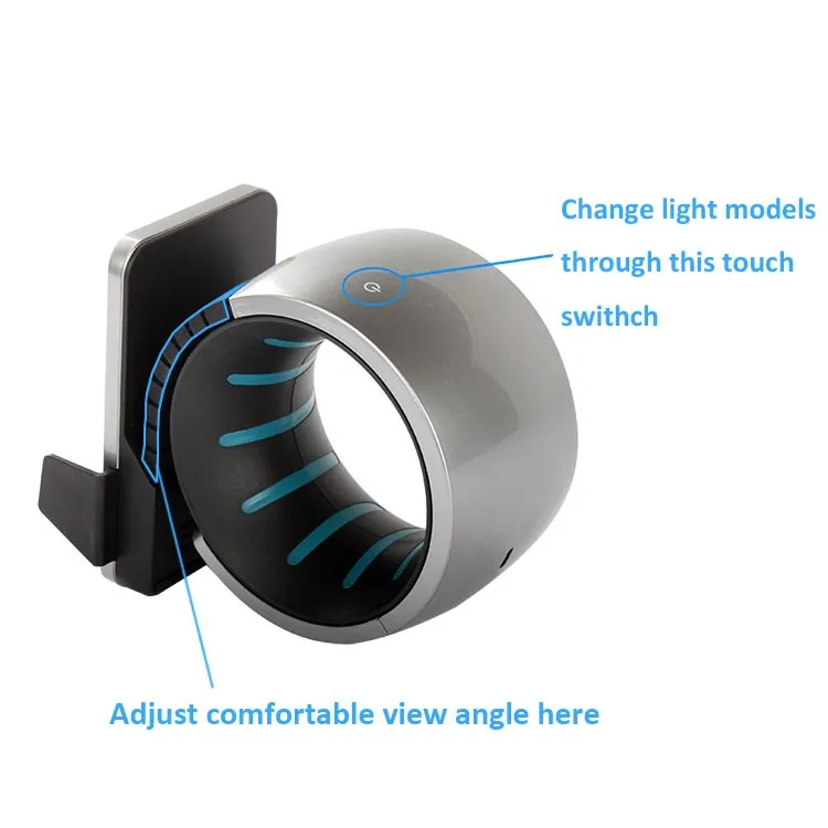 Detailed view of the adjustable angle and touch controls