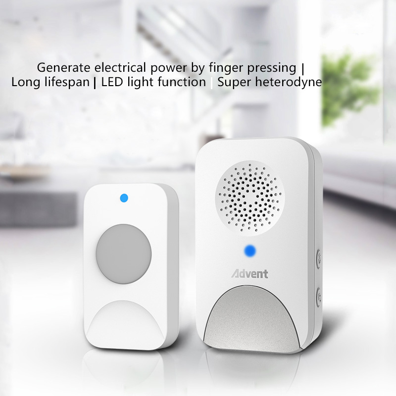 Wireless Doorbell Kit with Kinetic Power Transmitter