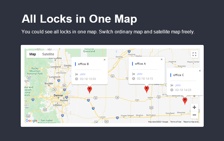 Integrated map showing lock locations