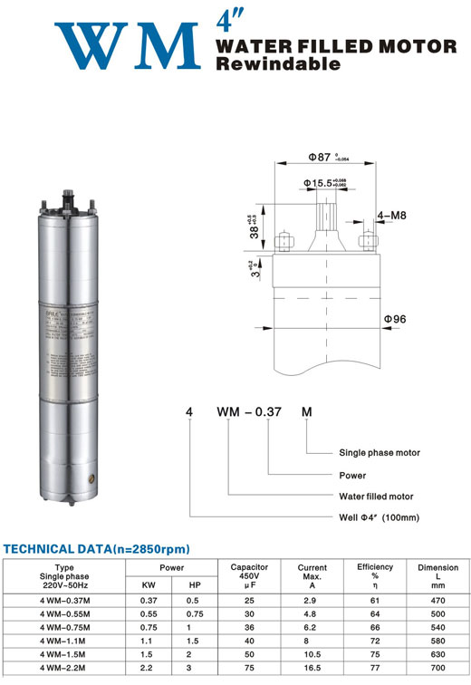 4-Inch Submersible Well Pump Motor