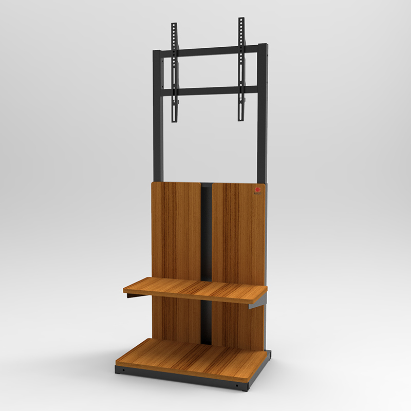 Wood and Metal TV Stand with Shelves