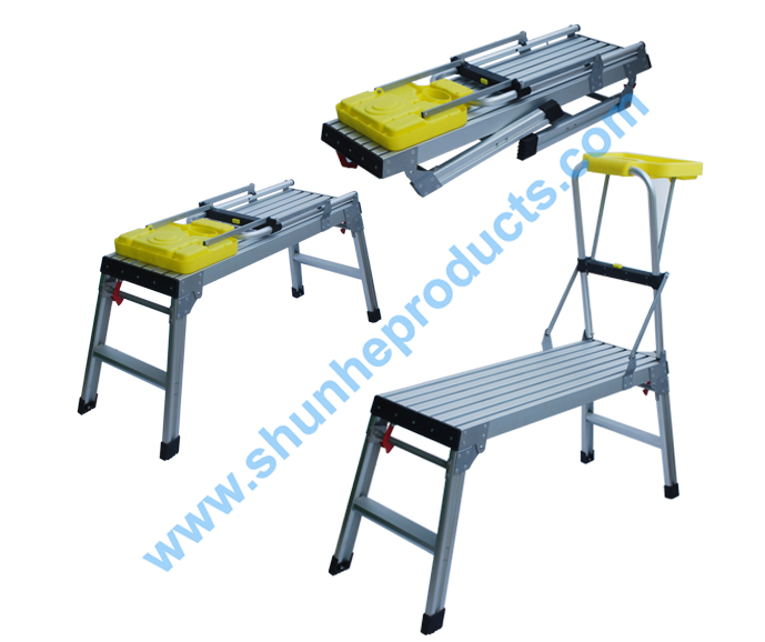 Foldable Aluminum Work Platform with Safety Railing