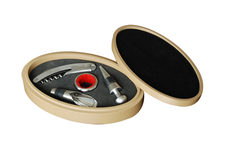 Wine Tool Set with Corkscrew, Stopper, Pourer, and Foil Cutter