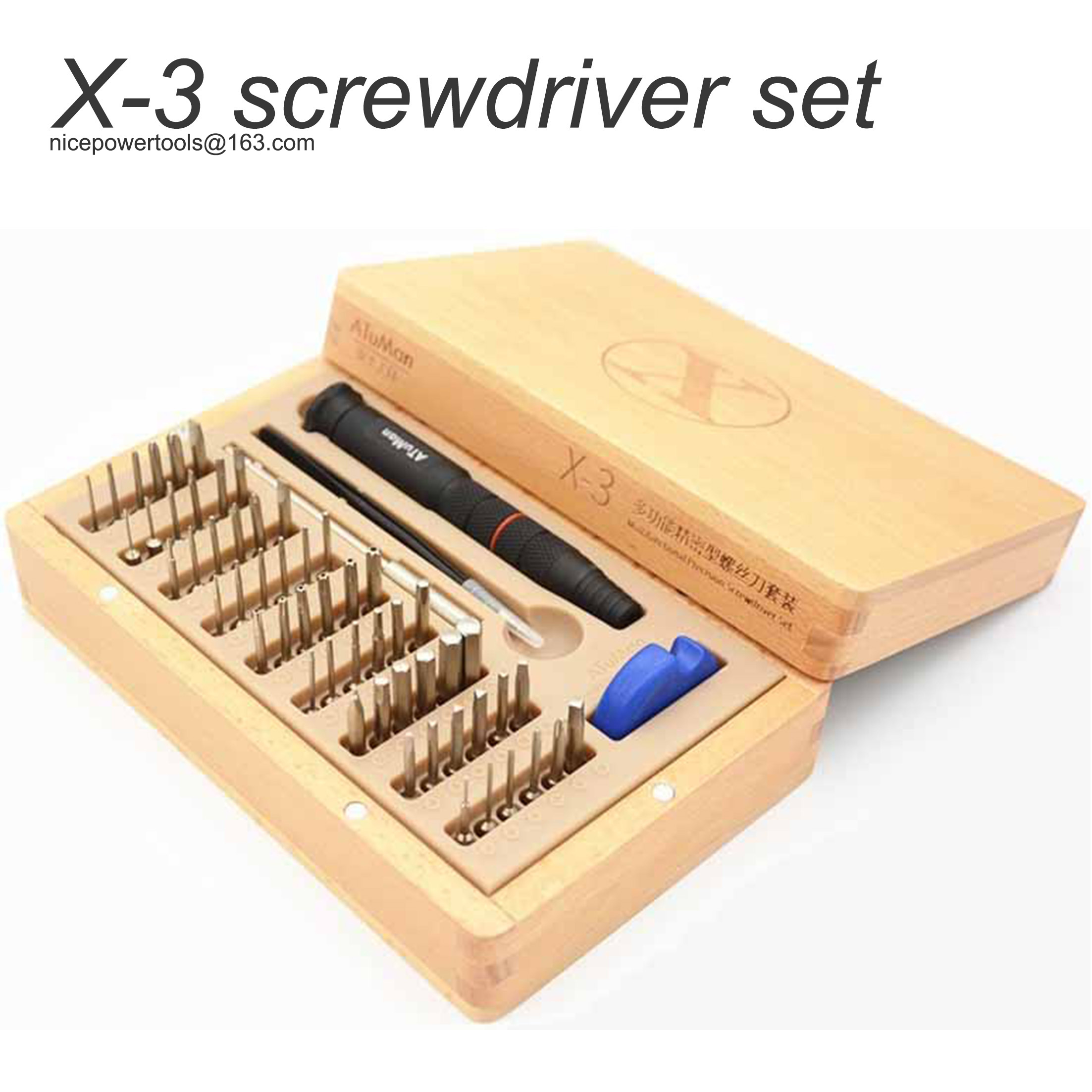 Professional Screwdriver Bit Set with Beechwood Case