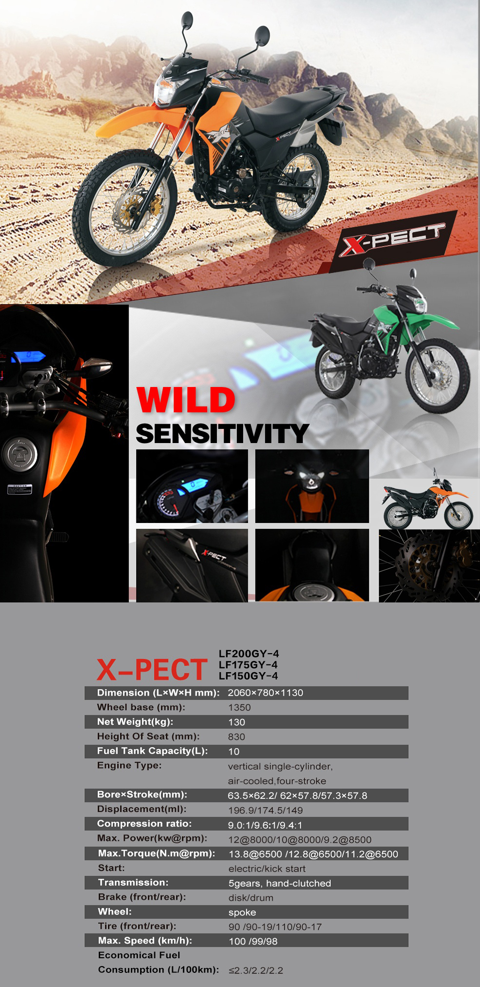 Side profile of the dirt bike