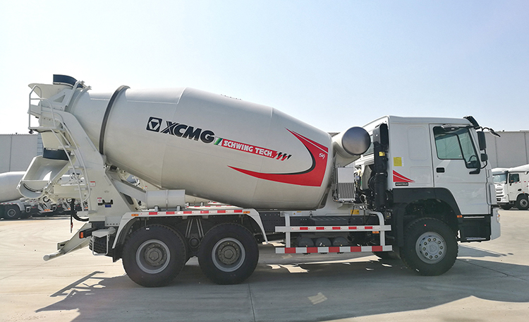 High-capacity concrete mixer truck on site