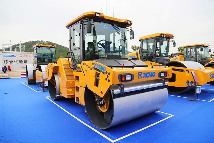 Operator cabin and drum detail of road roller