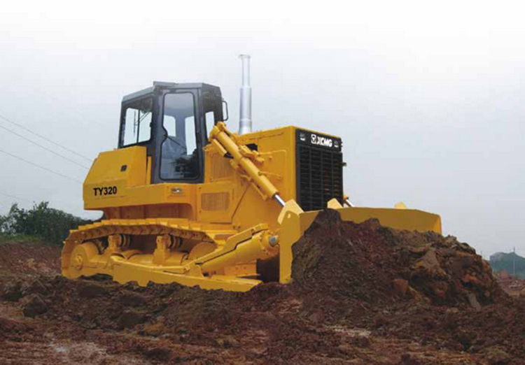 Side profile of the 320HP crawler bulldozer on terrain