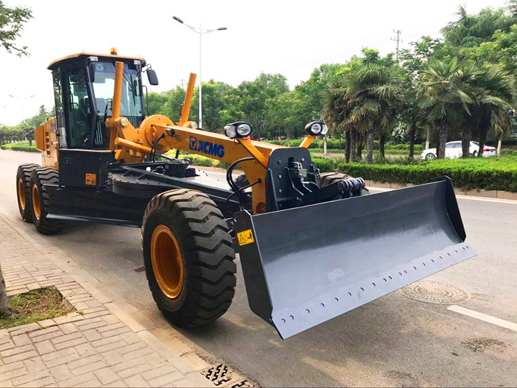 Front and cabin view of the motor grader