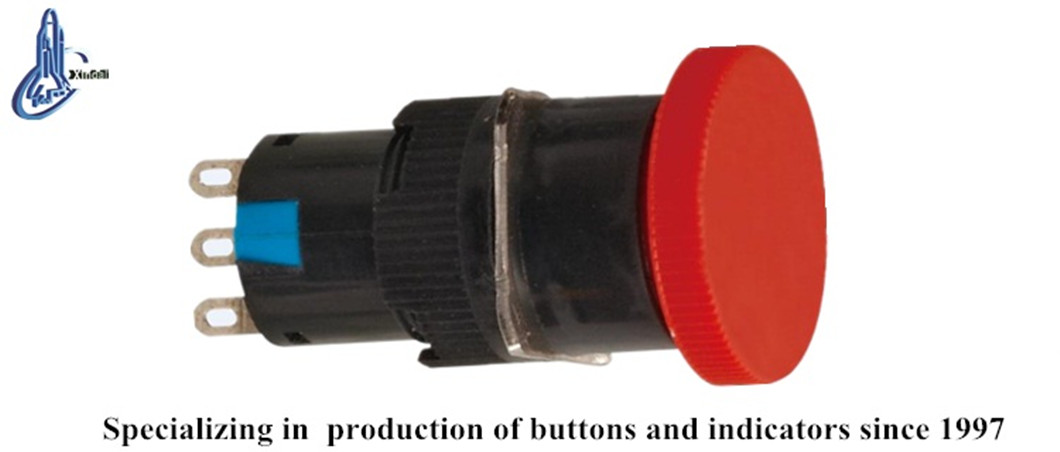 Red mushroom-headed emergency push button