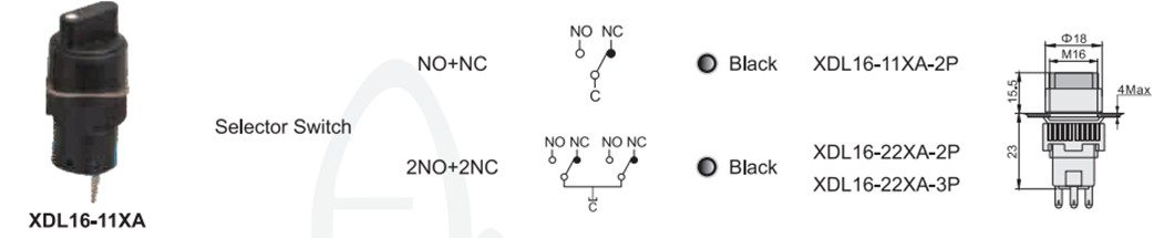 Switch component dimensions and mounting detail