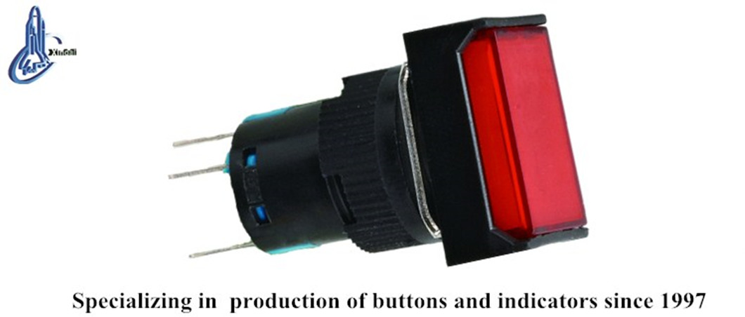 Square LED indicator light push button switch